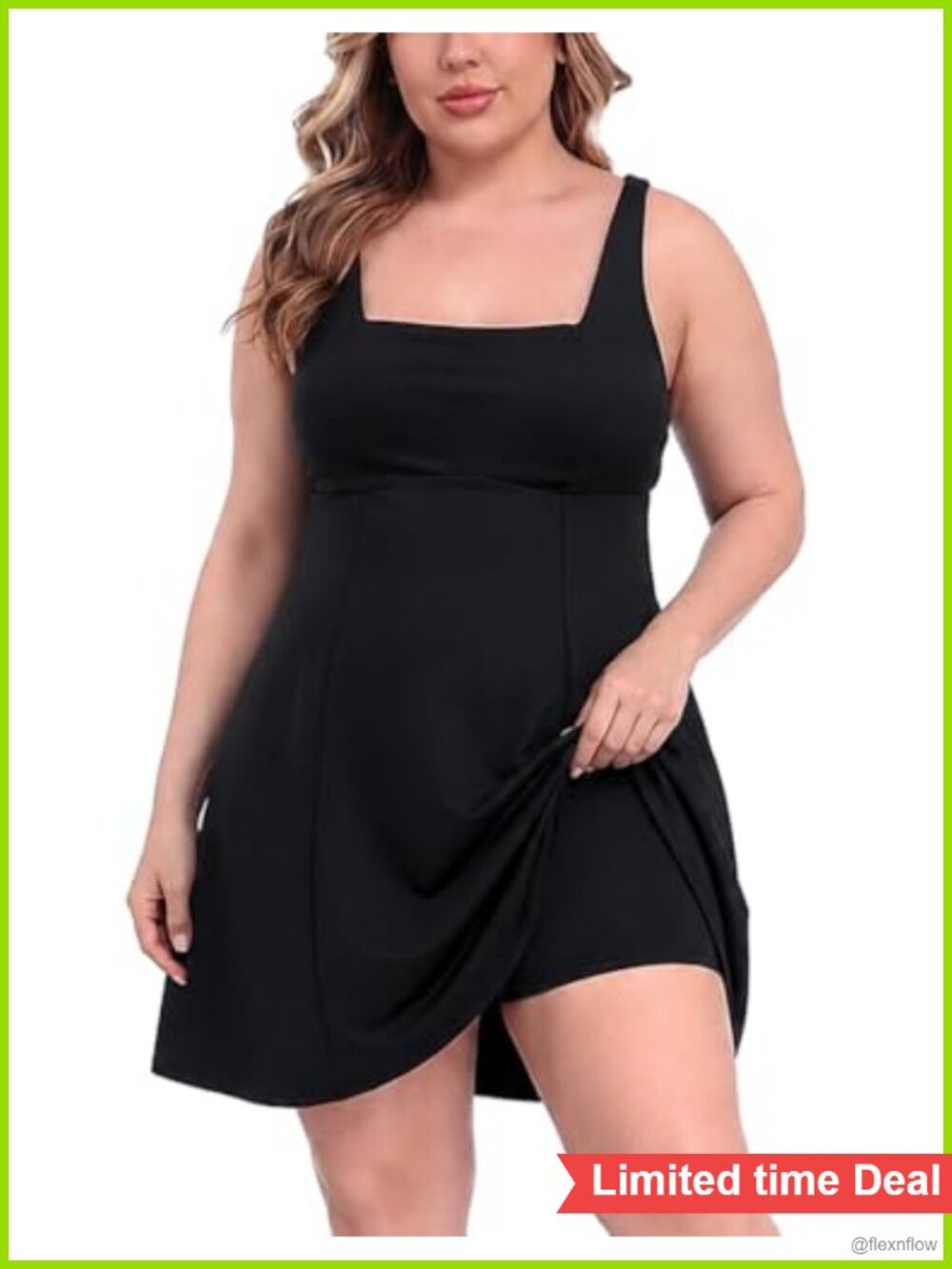 Plus Size Athletic Tennis Dress with Slip Shorts & Built-in Bra